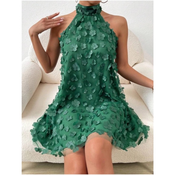 Floral Appliqué Keyhole back Party Summer Dress - Picture 6 of 6